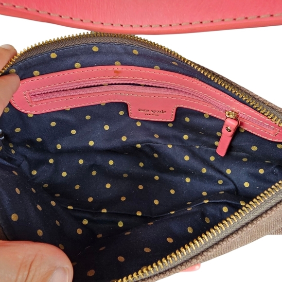 Vintage Y2k Kate Spade New York Brown Canvas Small barrel Pia Baguette Bag - Picture 7 of 9